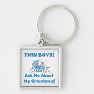 Twin Boy Grandsons Gifts Keychain