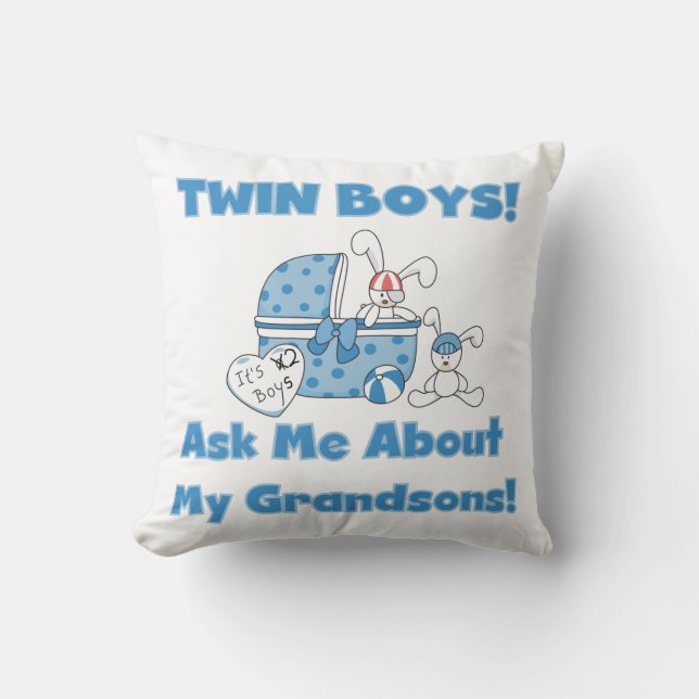 Twin Boy Grandsons Gifts Throw Pillow (Front)
