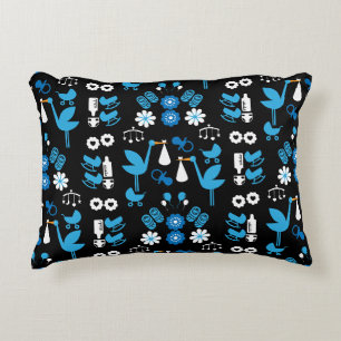 Twin Boy Stalk Delivery Blue Accent Pillow