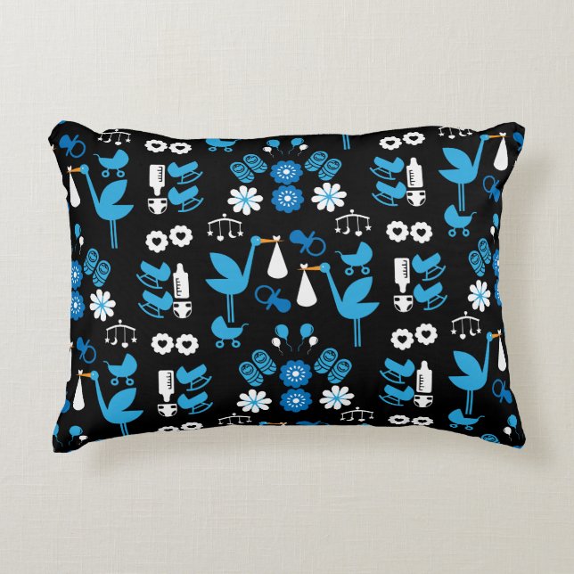 Twin Boy Stalk Delivery Blue Accent Pillow (Front)