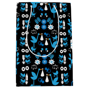 Twin Boy Stalk Delivery Blue Medium Gift Bag