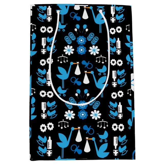Twin Boy Stalk Delivery Blue Medium Gift Bag (Front)