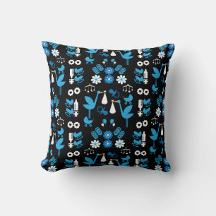 Twin Boy Stalk Delivery Blue Throw Pillow