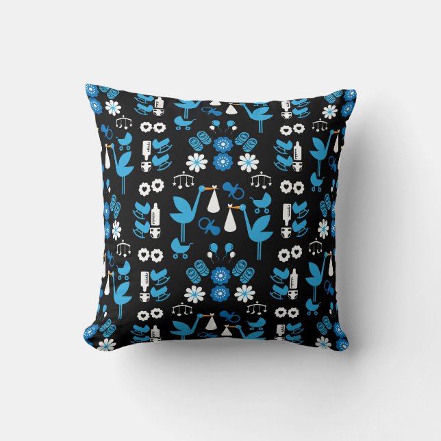 Twin Boy Stalk Delivery Blue Throw Pillow (Front)