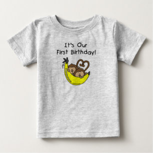 Twin Boys 1st Birthday Monkey Tshirts et cadeaux