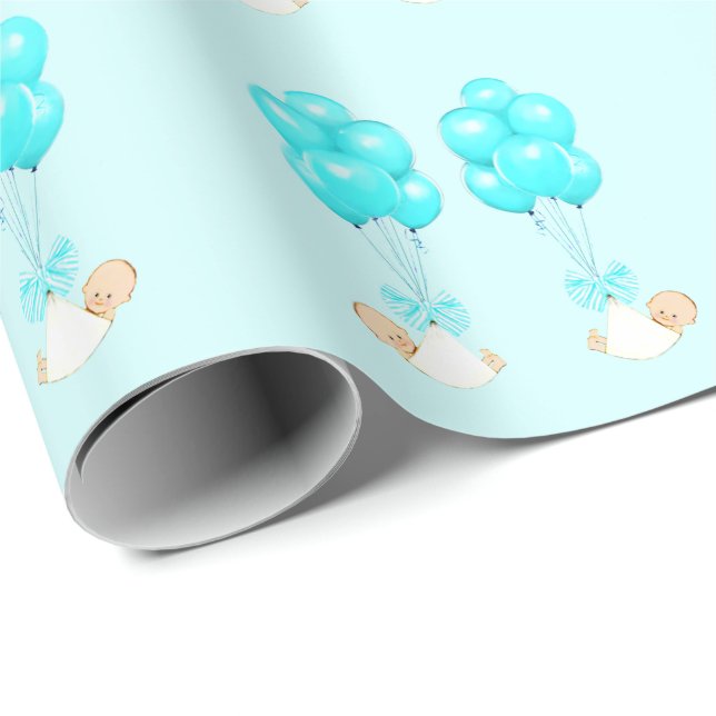 Twin Boys Baby Gift Wrapping Paper (Roll Corner)