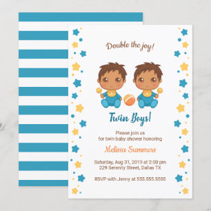 Twin Boys Baby Shower 2 Invitation