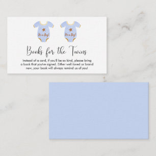 Twin Boys Baby Shower Books For Baby Enclosure Card