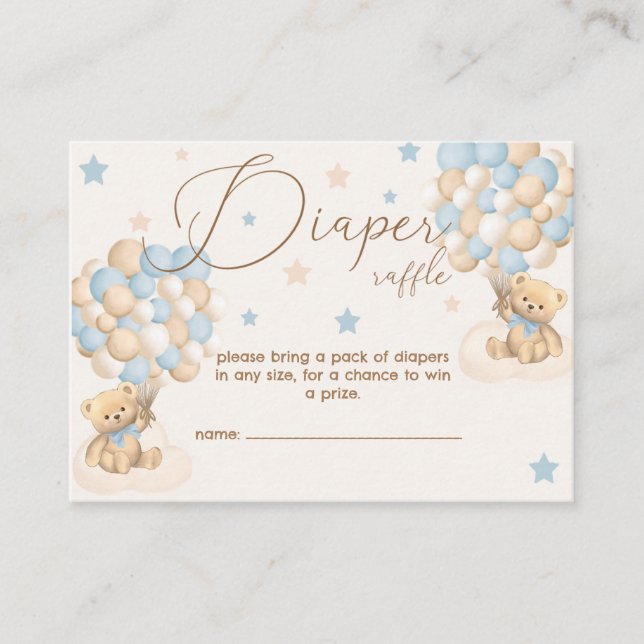 Twin Boys Baby Shower Diaper Raffle Enclosure Card (Front)
