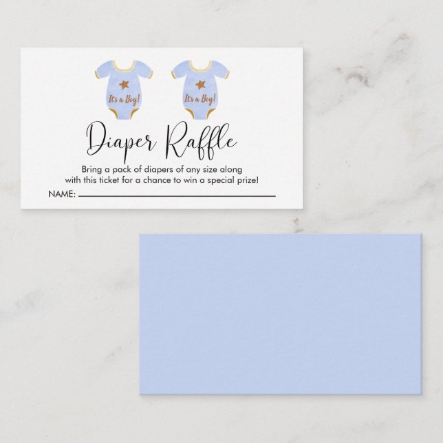 Twin Boys Baby Shower Diaper Raffle Enclosure Card (Front/Back)