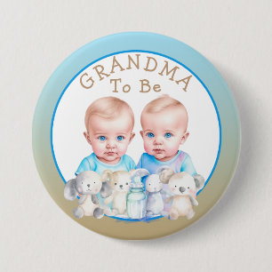Twin Boy's Baby Shower Grandma To Be 3 Inch Round Button