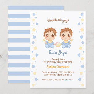 Twin Boys Baby Shower Invitation
