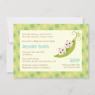 Twin Boys Baby Shower Invitation Two Peas In A Pod