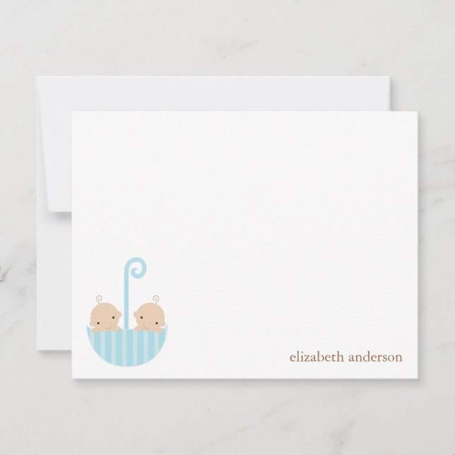 Twin Boys Baby shower Merci Cartes (Devant)