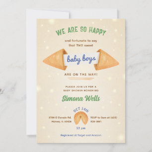 Twin Boys Baby Shower Sprinkle Little Gentleman  Invitation