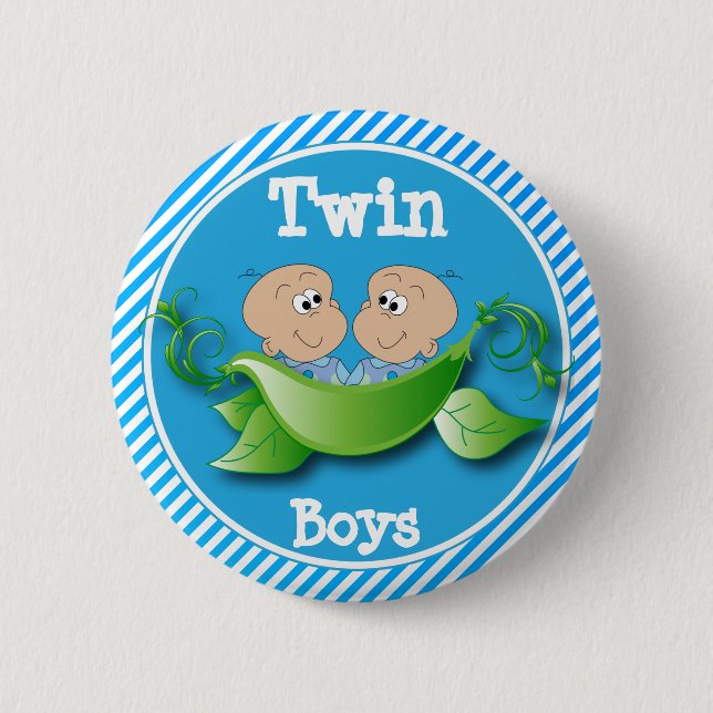 Twin Boys | Baby Shower Theme 2 Inch Round Button (Front)