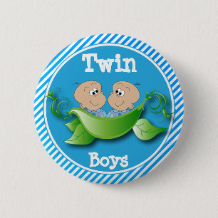 Twin Boys Baby Shower Theme 2 Inch Round Button