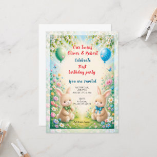 Twin boys birthday celebration invitation