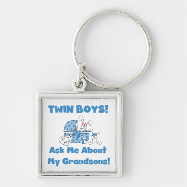 Twin Boys Grandsons Gifts Keychain (Front)