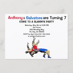 Twin Boys Lutte Anniversaire Invitation