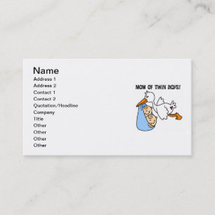 Twin Boys Mom Stork Gifts Calling Card