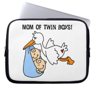 Twin Boys Mom Stork Gifts Laptop Sleeve