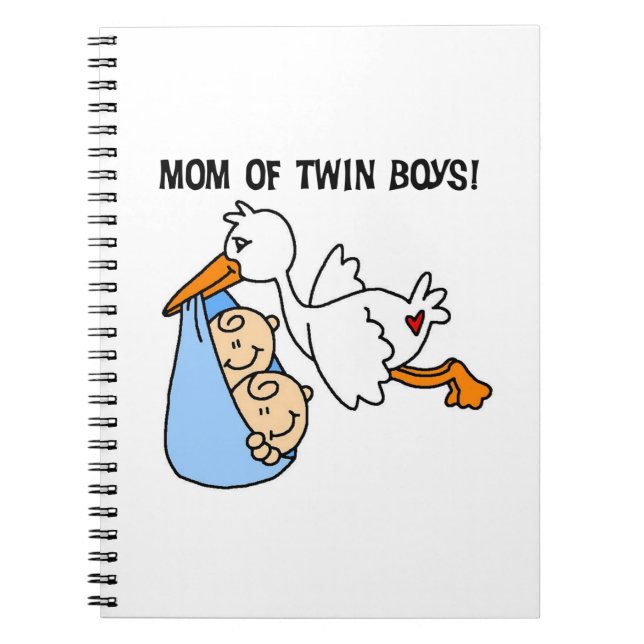 Twin Boys Mom Stork Gifts Notebook (Front)
