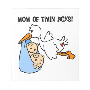 Twin Boys Mom Stork Gifts Notepad