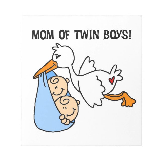 Twin Boys Mom Stork Gifts Notepad (Front)
