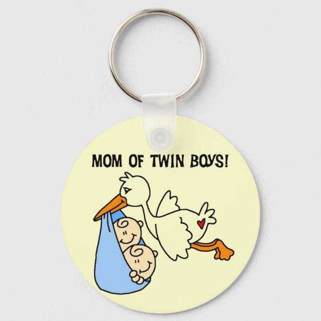 Twin Boys Mom-Stork Tshirts and Gifts Keychain (Front)