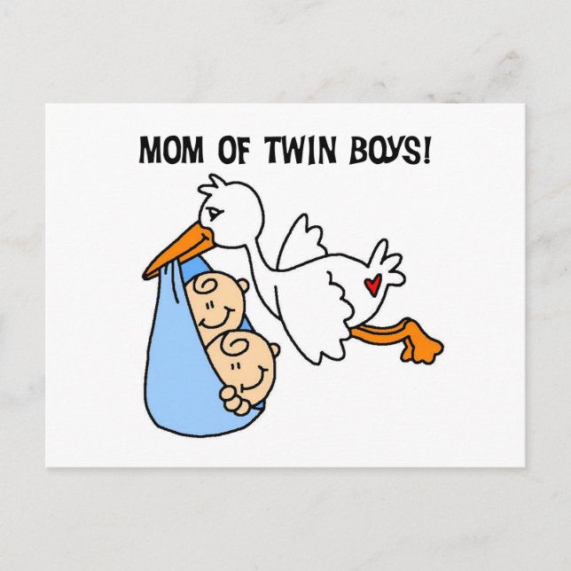 Twin Boys Mom-Stork Tshirts and Gifts Postcard (Front)