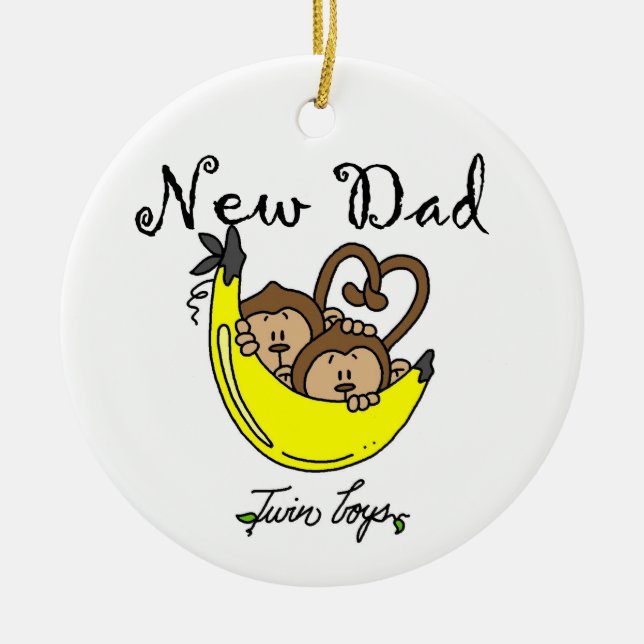 Twin Boys Monkeys New Dad Gifts Ceramic Ornament (Front)