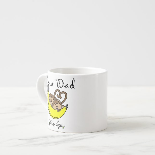 Twin Boys Monkeys New Dad Gifts Espresso Cup (Front Left)