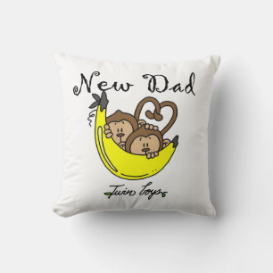 Twin Boys Monkeys New Dad Gifts Throw Pillow