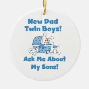 Twin Boys New Dad Gifts Ceramic Ornament