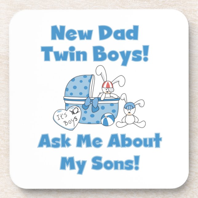 Twin Boys New Dad Gifts Coaster (Front)