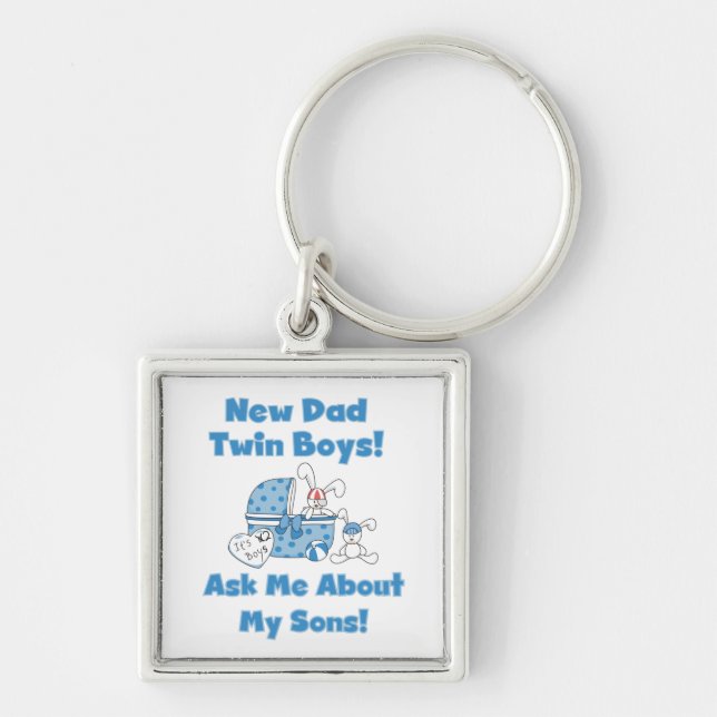 Twin Boys New Dad Gifts Keychain (Front)