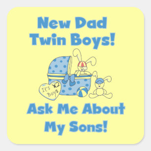 Twin Boys New Dad Gifts Square Sticker