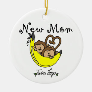 Twin Boys New Mom Gifts Ceramic Ornament