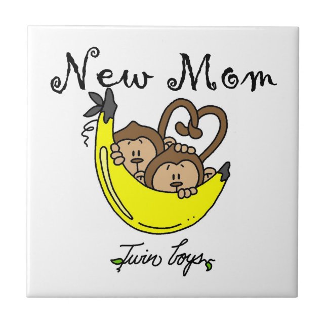 Twin Boys New Mom Gifts Tile (Front)