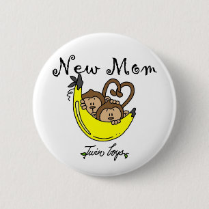 Twin Boys New Mom Tshirts and Gifts 2 Inch Round Button