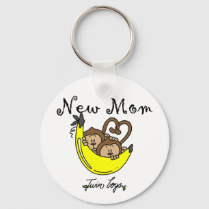 Twin Boys New Mom Tshirts and Gifts Keychain