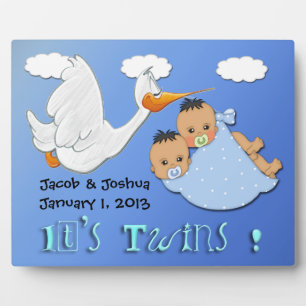 Twin Boys - Plaque de conservation de cigogne avec