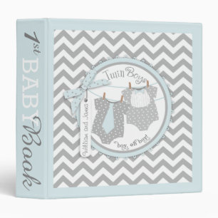 Twin Boys Tie Bow Tie Memory Book Album Binder