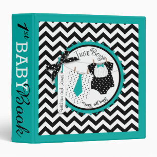 Twin Boys Tie Bow Tie Memory Book Album Binder