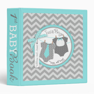 Twin Boys Tie Bow Tie Memory Book Album Binder