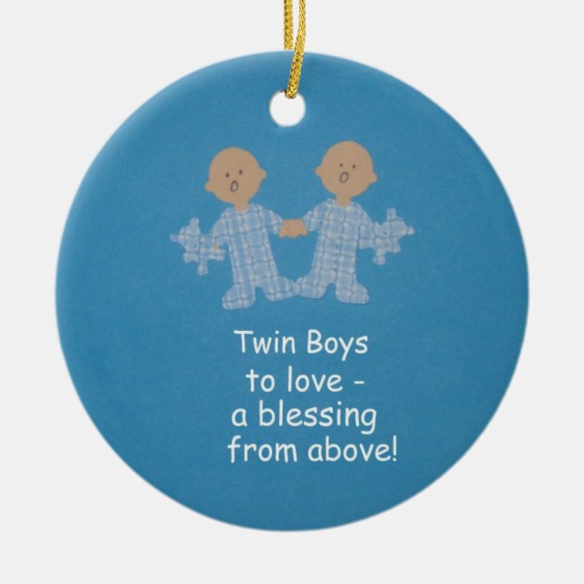 Twin boys to love! ceramic ornament (Front)