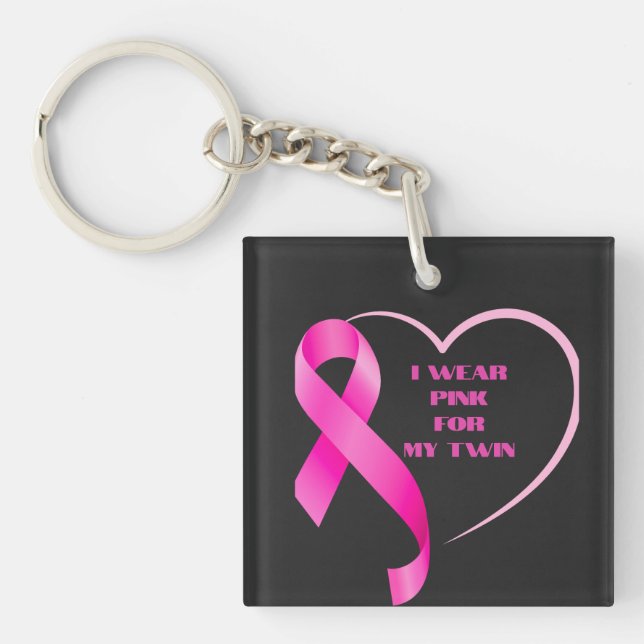 Twin Breast Cancer Awareness Keychain (Front)
