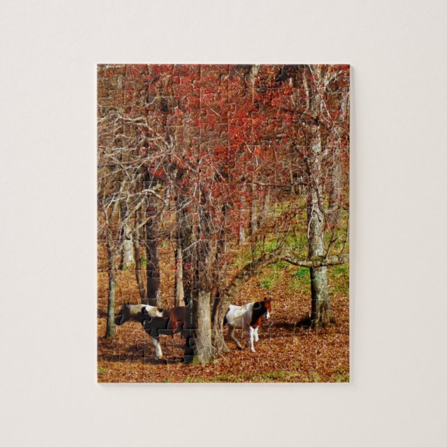 Twin Brown and White Horses Jigsaw Puzzle (Vertical)
