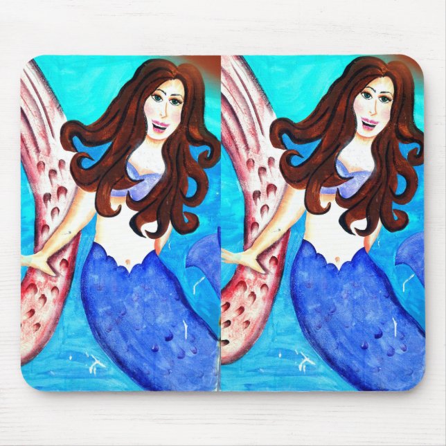 twin brunette mermaid mousepad (Front)